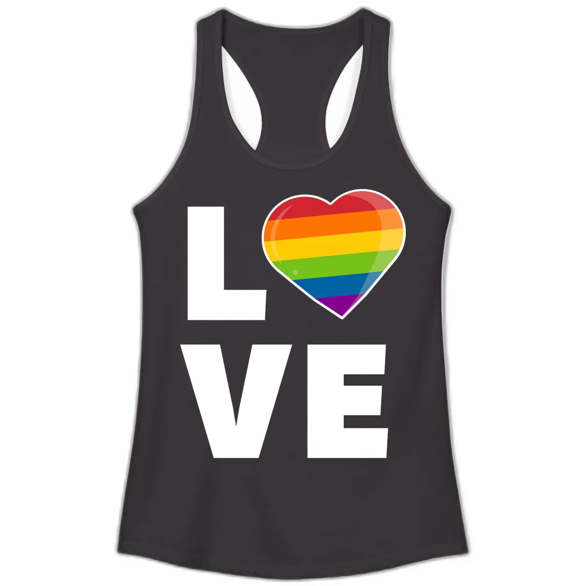 Love Is Love Rainbow Heart Ladies Tank in Black