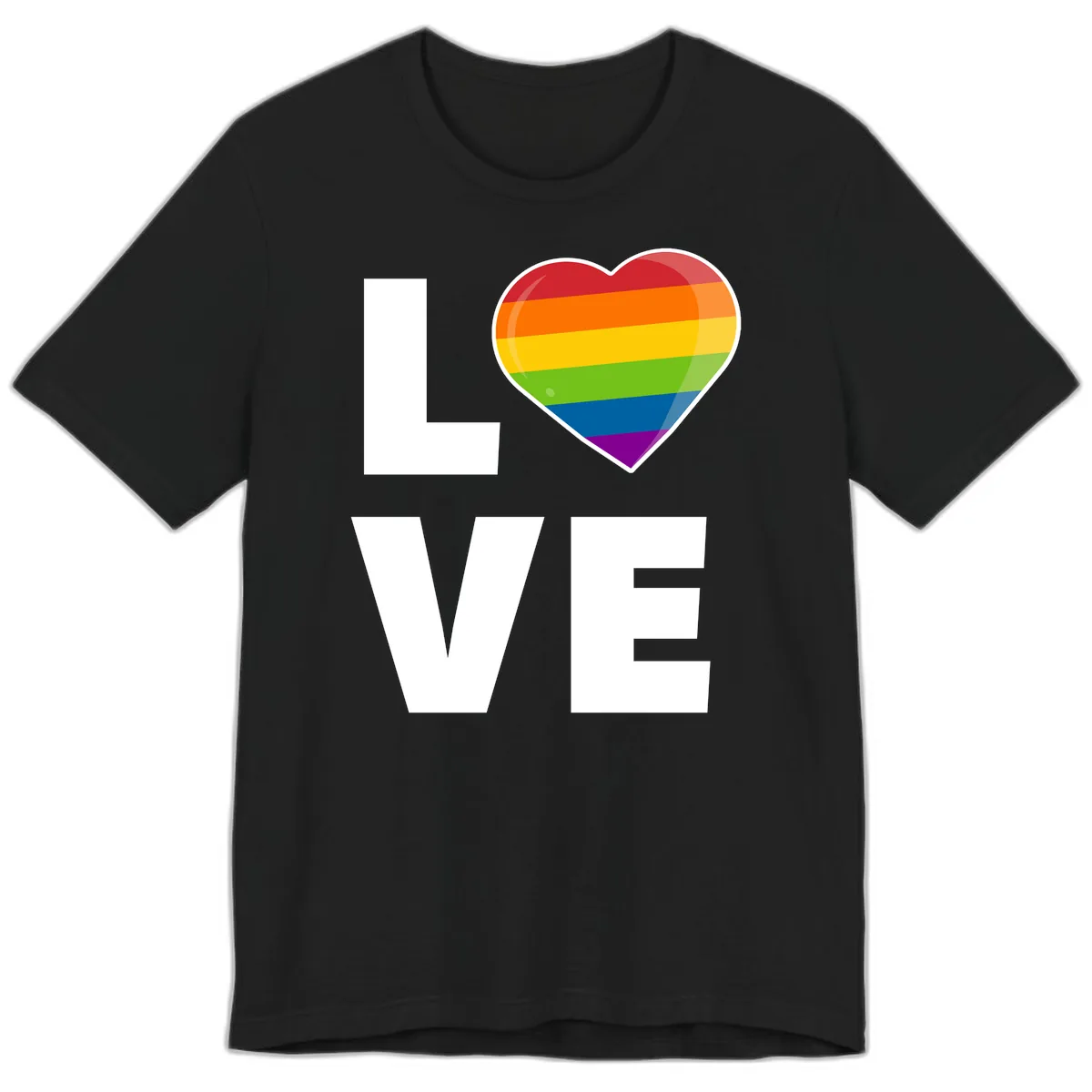 Love Is Love Rainbow Heart Premium T-Shirt in Black