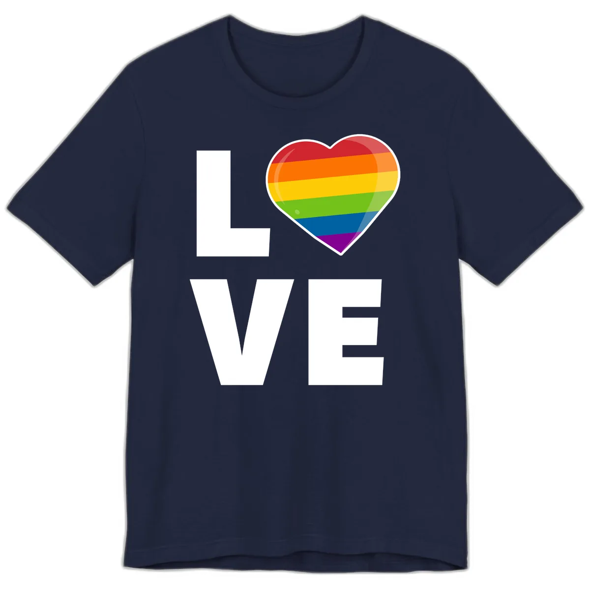 Love Is Love Rainbow Heart Premium T-Shirt in Navy