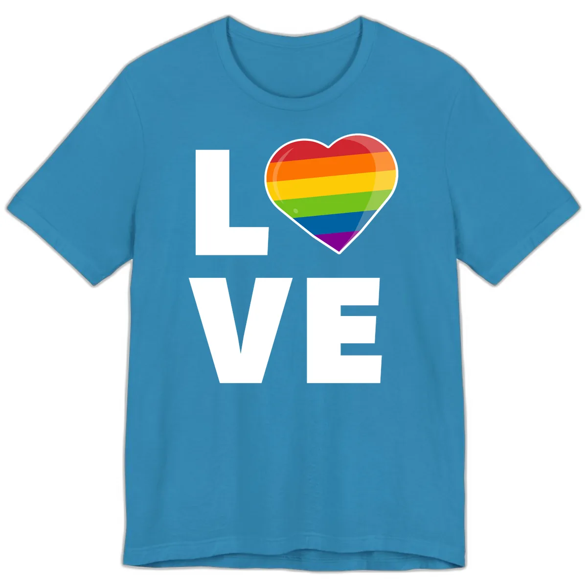 Love Is Love Rainbow Heart Premium T-Shirt in Aqua