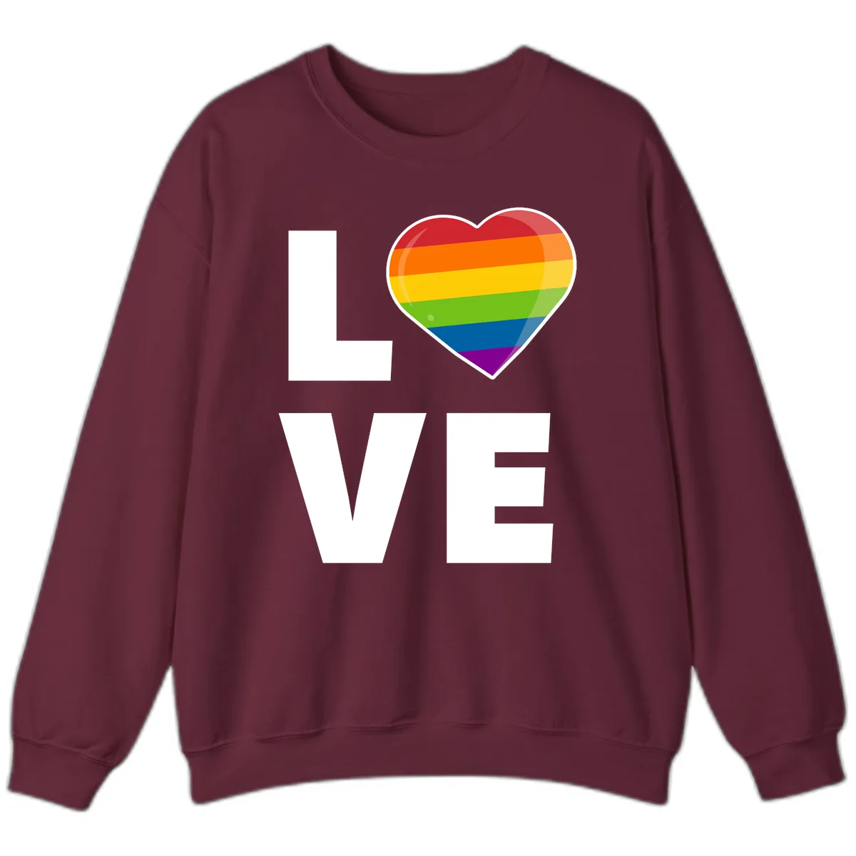 Love Is Love Rainbow Heart Sweatshirt in Maroon