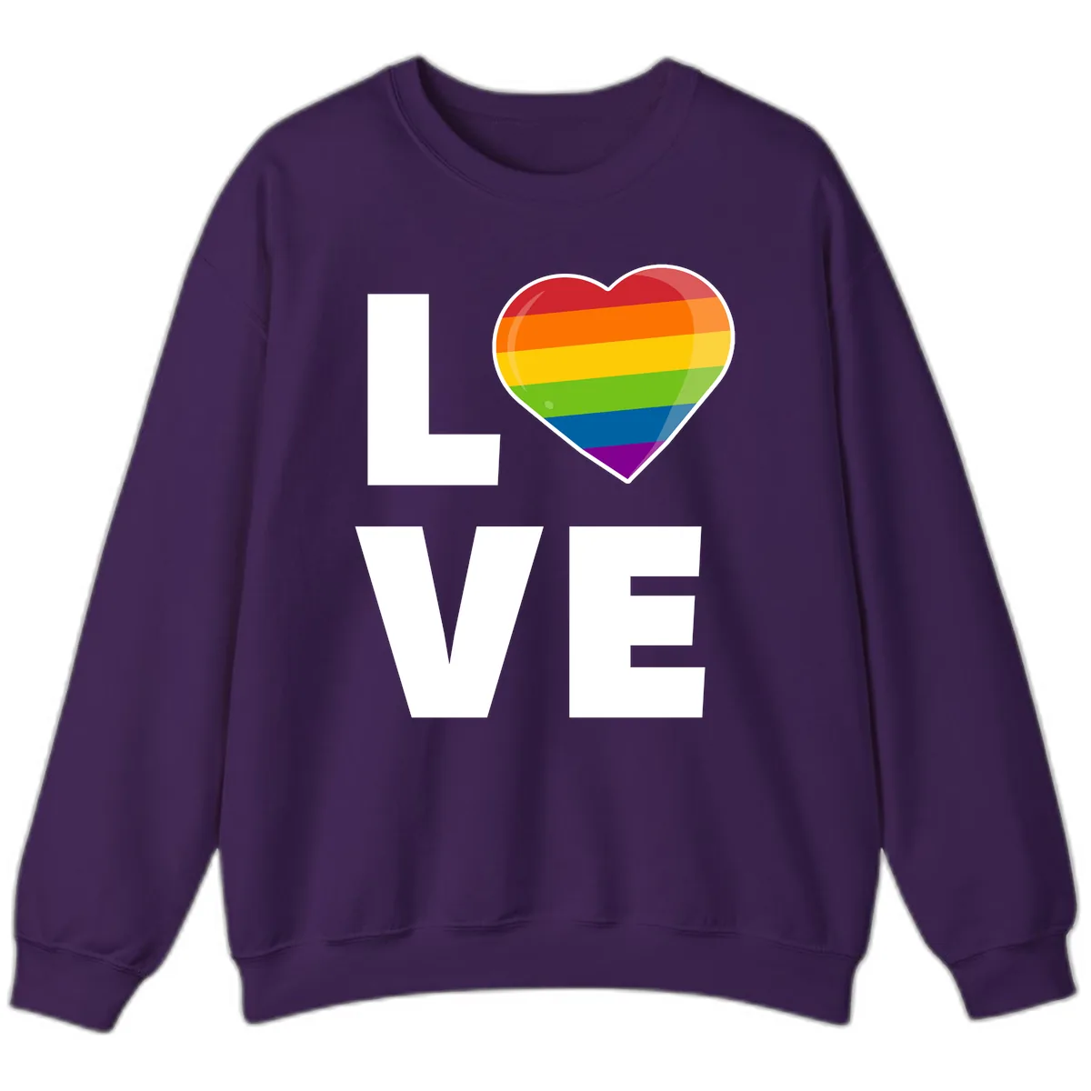 Love Is Love Rainbow Heart Sweatshirt in Purple