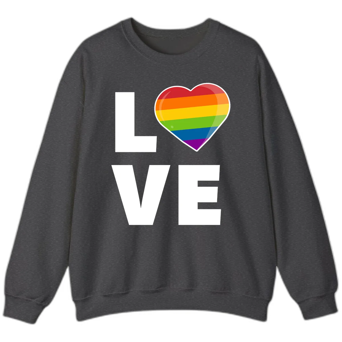 Love Is Love Rainbow Heart Sweatshirt in Dark Heather