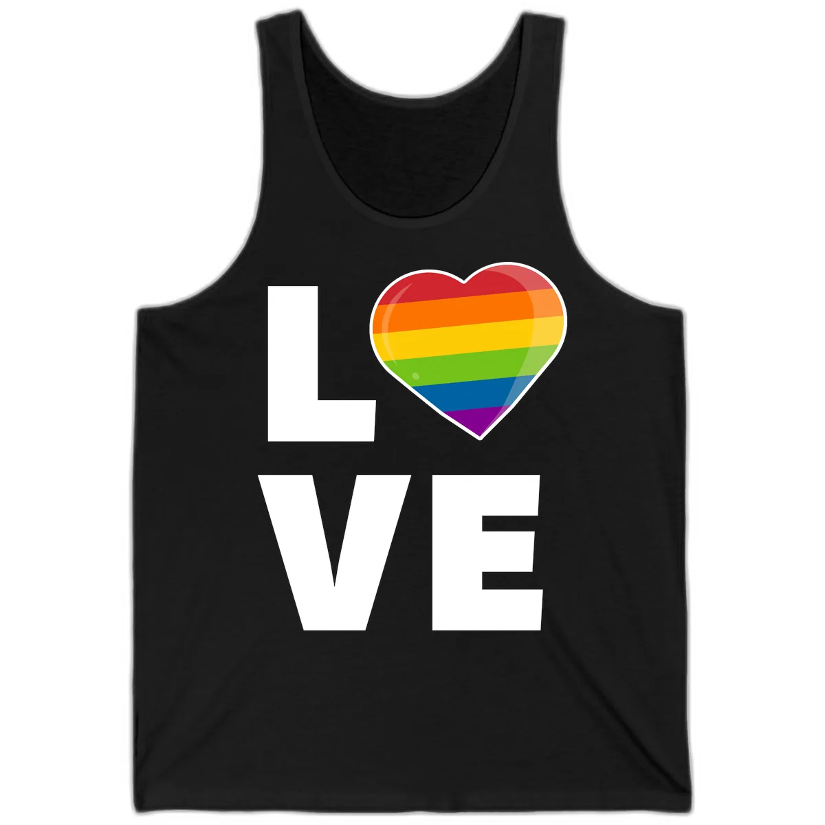 Love Is Love Rainbow Heart Tank in Black