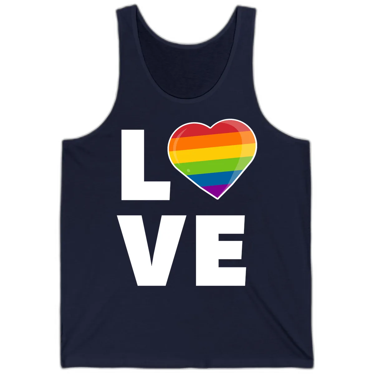 Love Is Love Rainbow Heart Tank in Navy