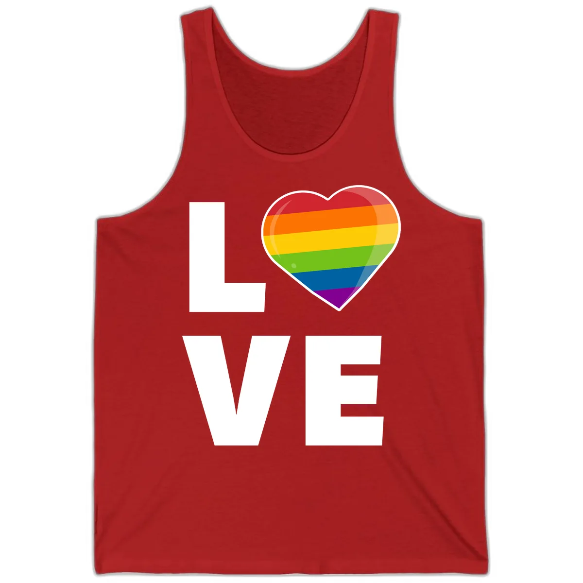 Love Is Love Rainbow Heart Tank in Red