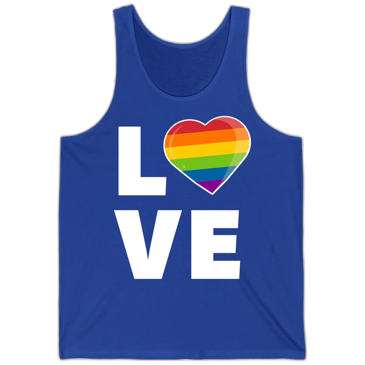 Love Is Love Rainbow Heart Tank in True Royal