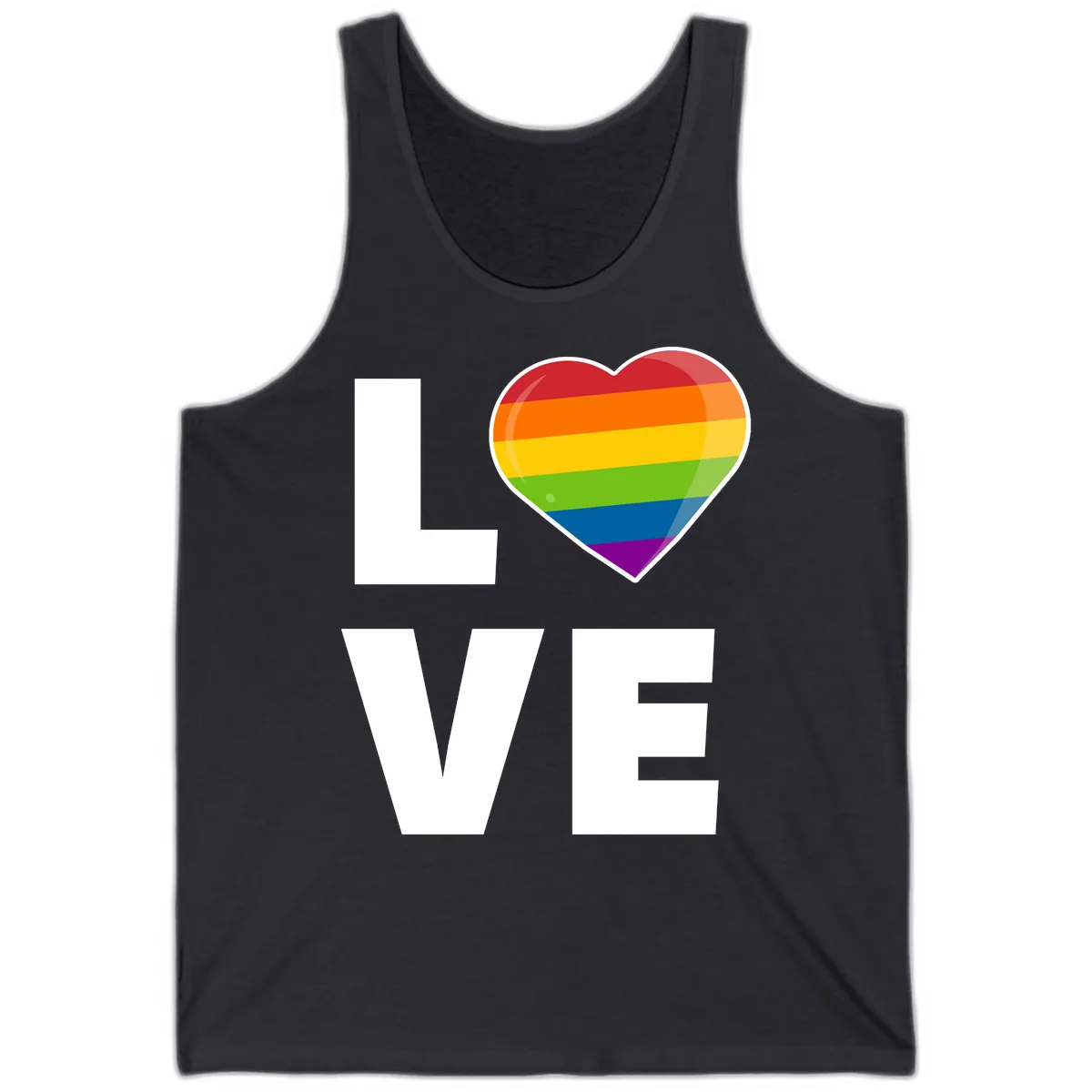 Love Is Love Rainbow Heart Tank in Dark Grey