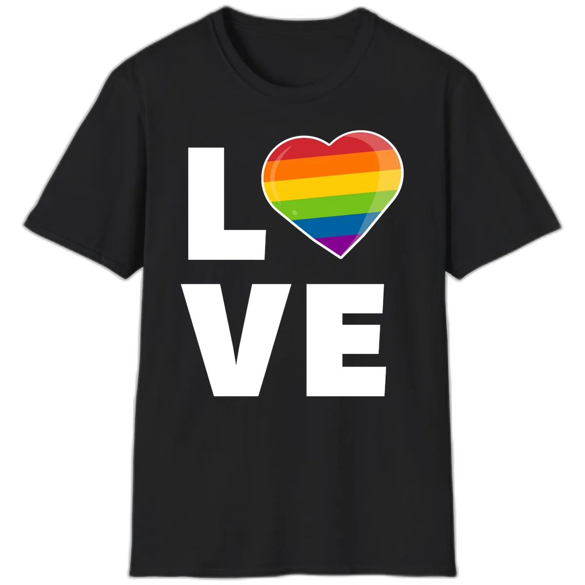 Love Is Love Rainbow Heart T-Shirt in Black