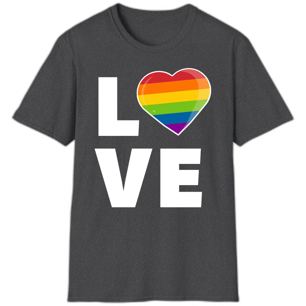 Love Is Love Rainbow Heart T-Shirt in Dark Heather