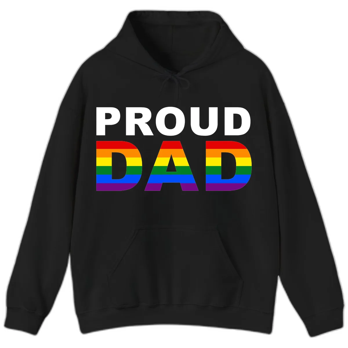 Proud Dad Rainbow Pride Hoodie in Black