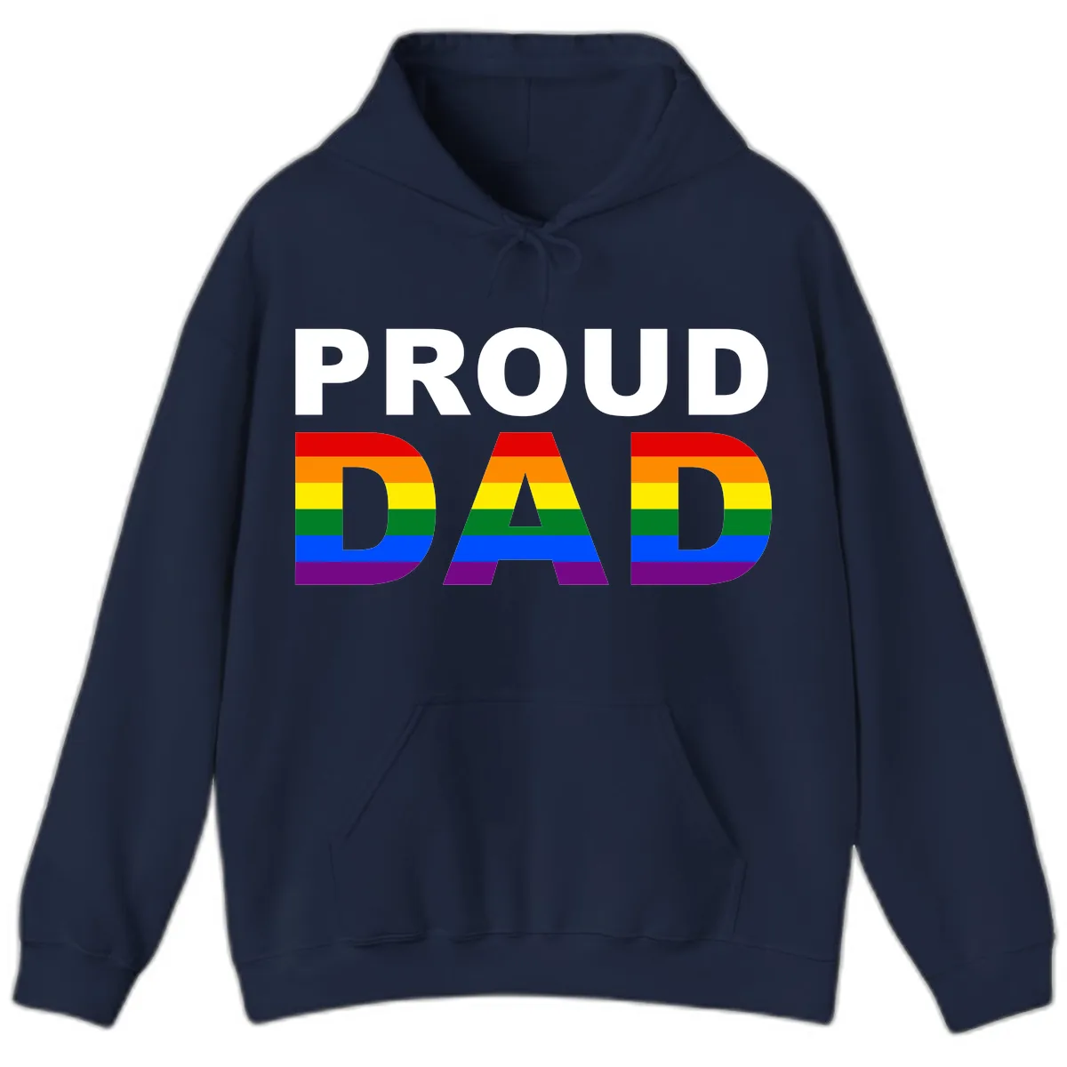 Proud Dad Rainbow Pride Hoodie in Navy