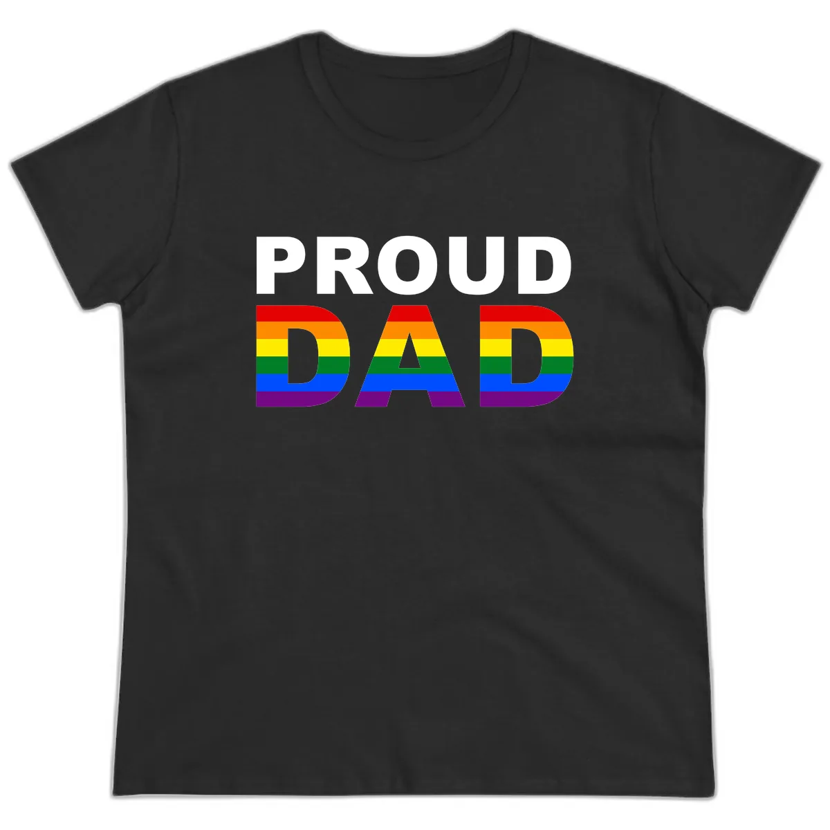 Proud Dad Rainbow Pride Ladies Tee in Black