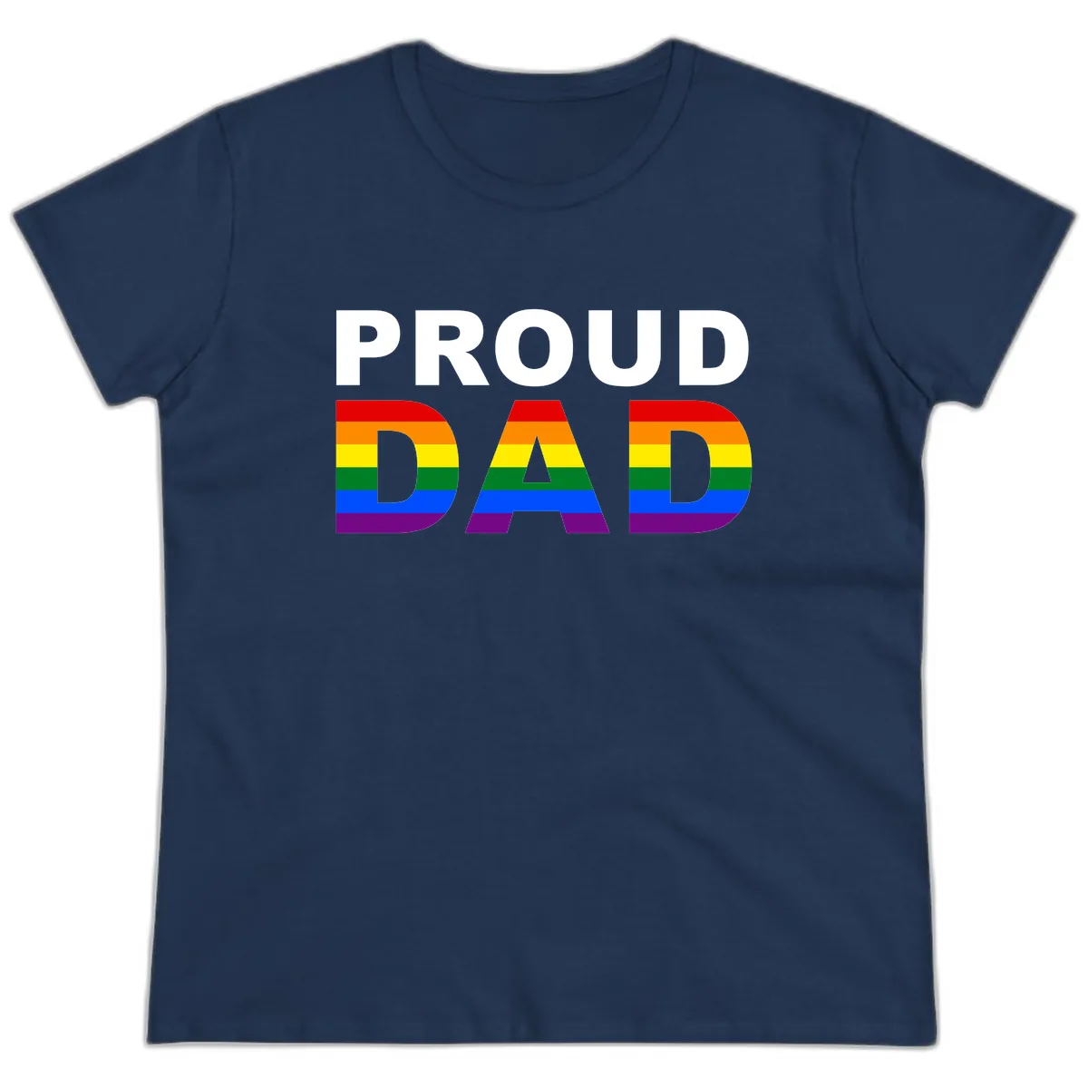 Proud Dad Rainbow Pride Ladies Tee in Navy