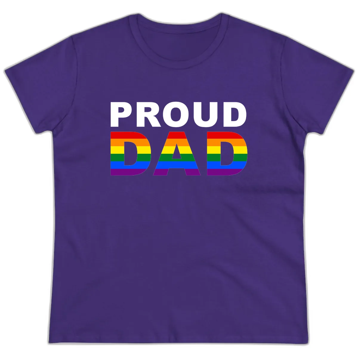 Proud Dad Rainbow Pride Ladies Tee in Purple