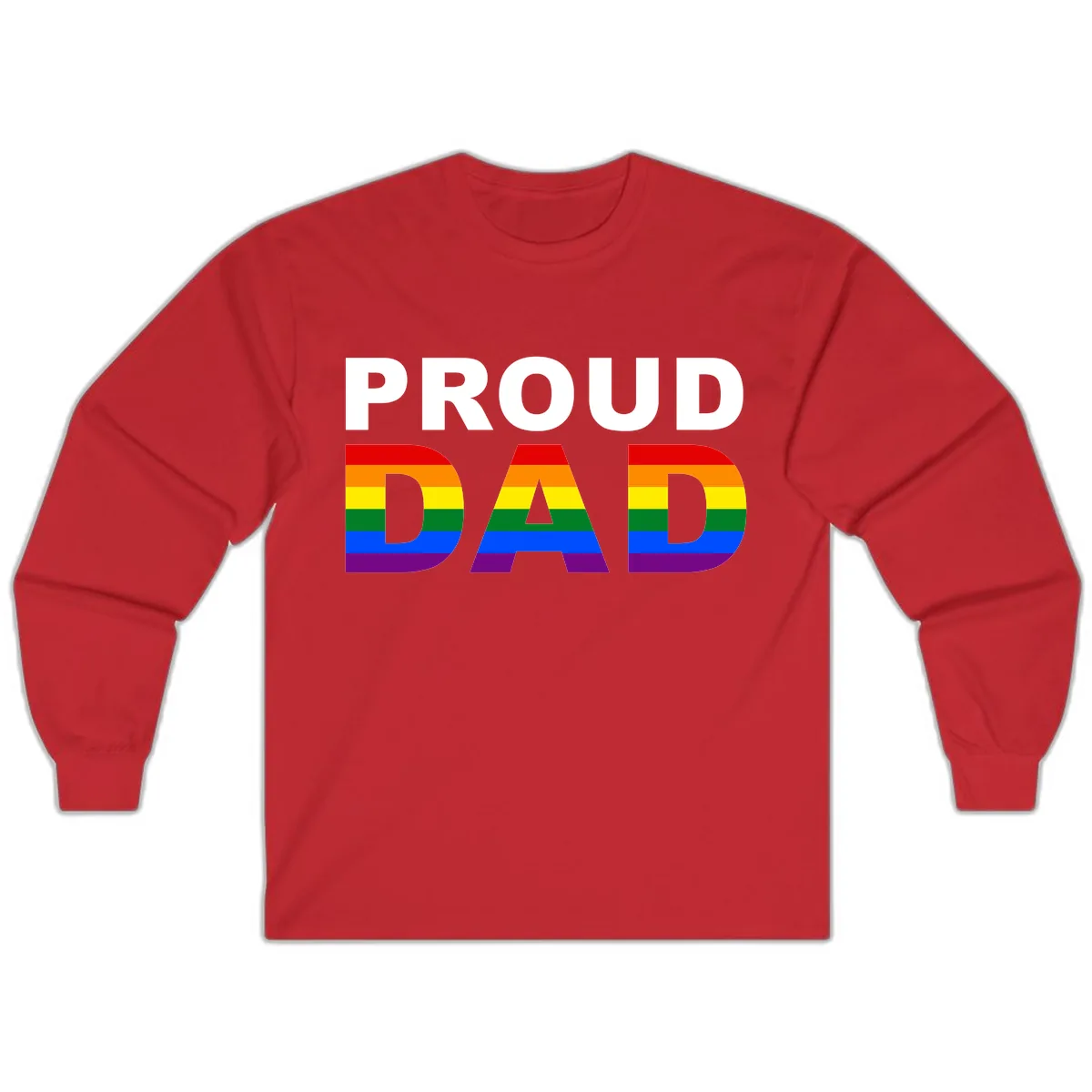 Proud Dad Rainbow Pride Long Sleeve in Red