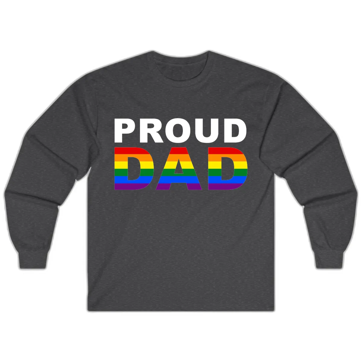 Proud Dad Rainbow Pride Long Sleeve in Dark Heather