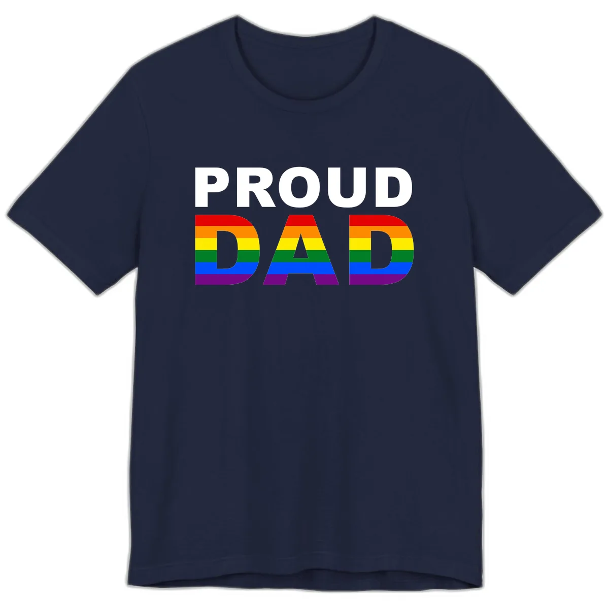 Proud Dad Rainbow Pride Premium T-Shirt in Navy