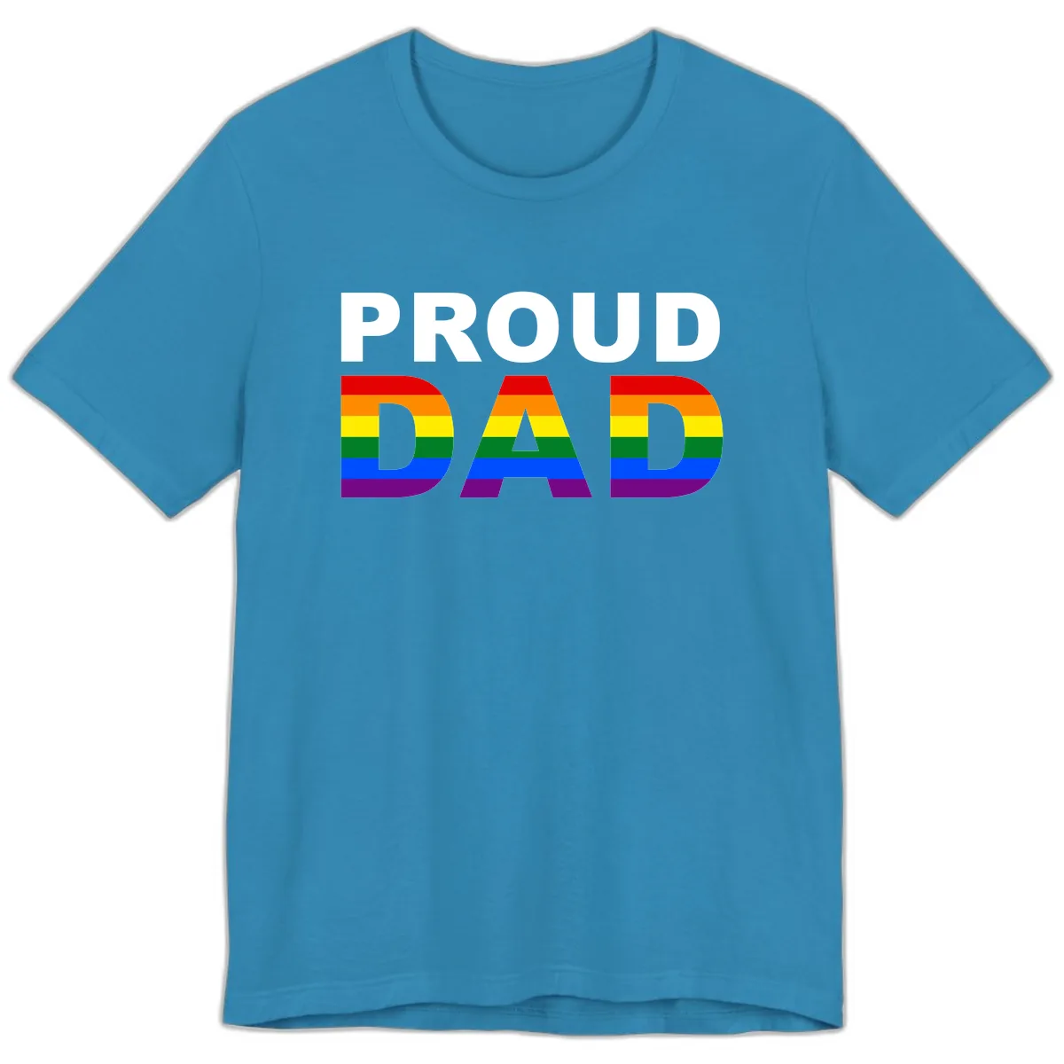 Proud Dad Rainbow Pride Premium T-Shirt in Aqua