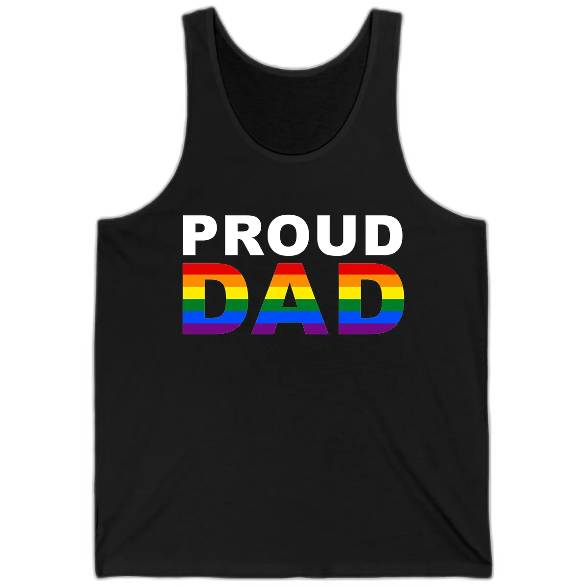 Proud Dad Rainbow Pride Tank in Black