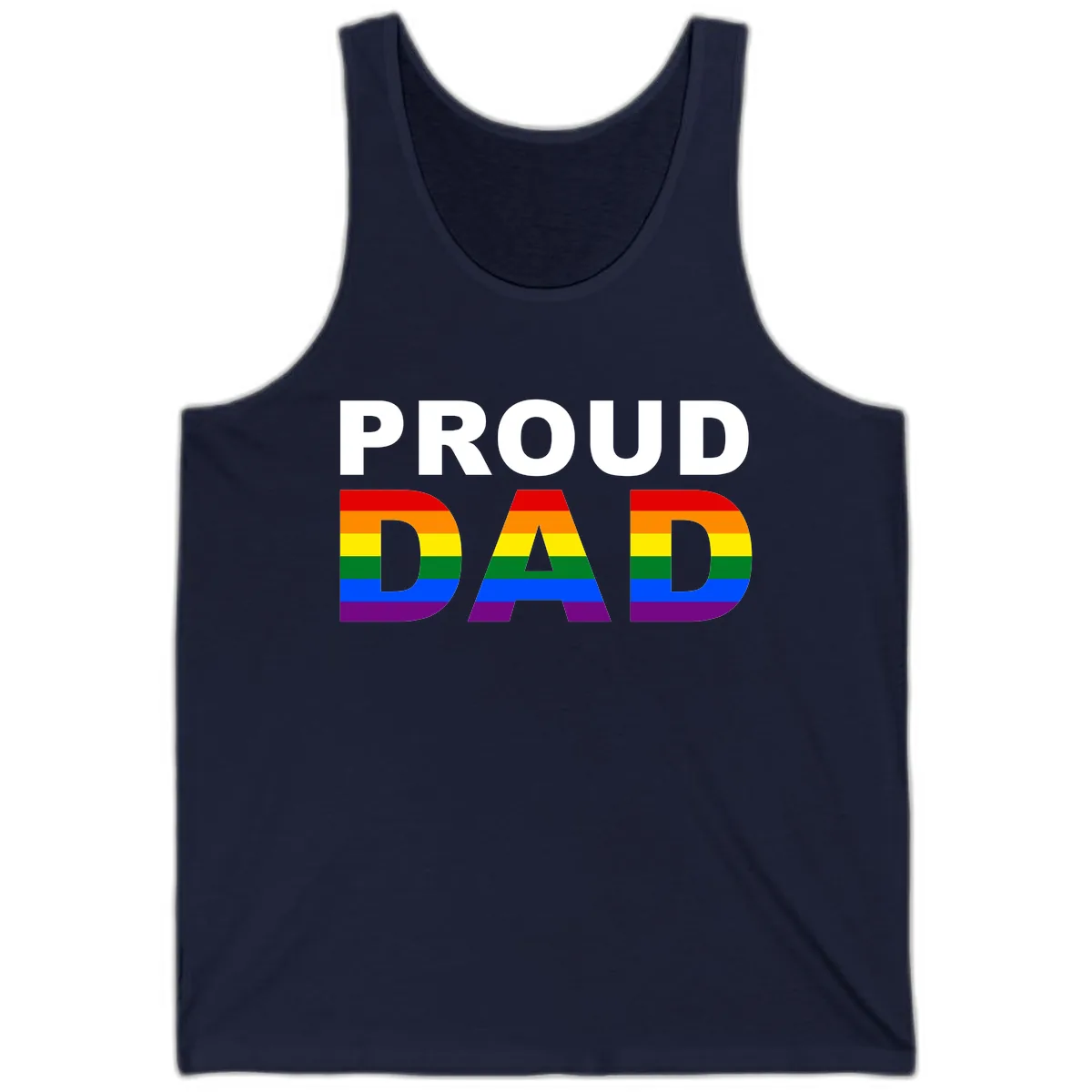 Proud Dad Rainbow Pride Tank in Navy