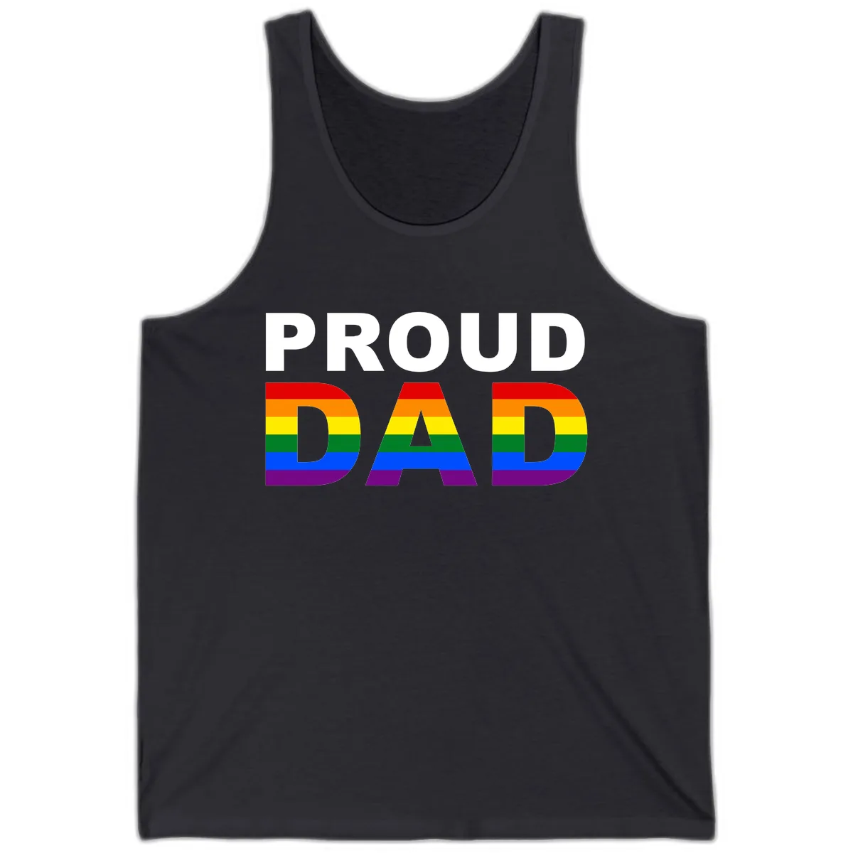 Proud Dad Rainbow Pride Tank in Dark Grey