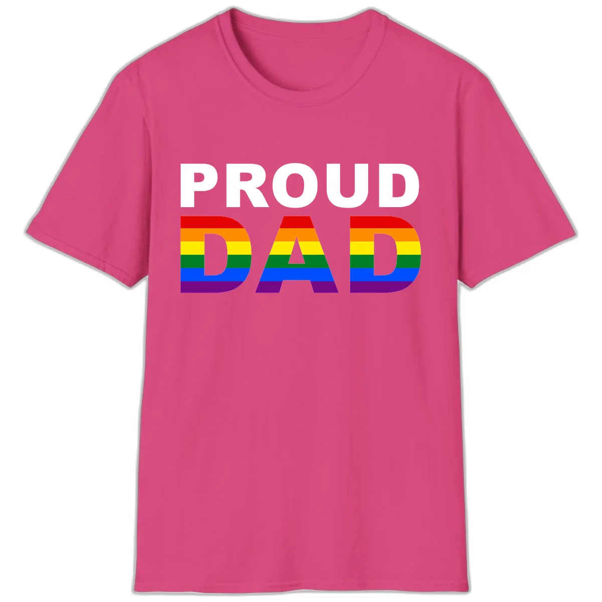 Proud Dad Rainbow Pride T-Shirt in Heliconia