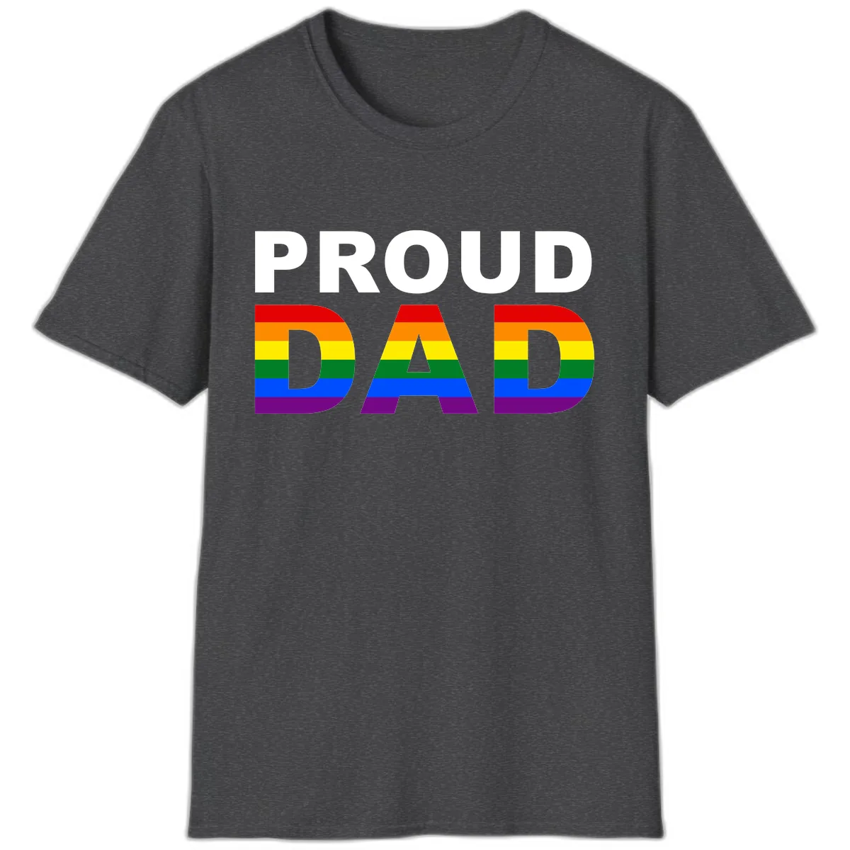 Proud Dad Rainbow Pride T-Shirt in Dark Heather