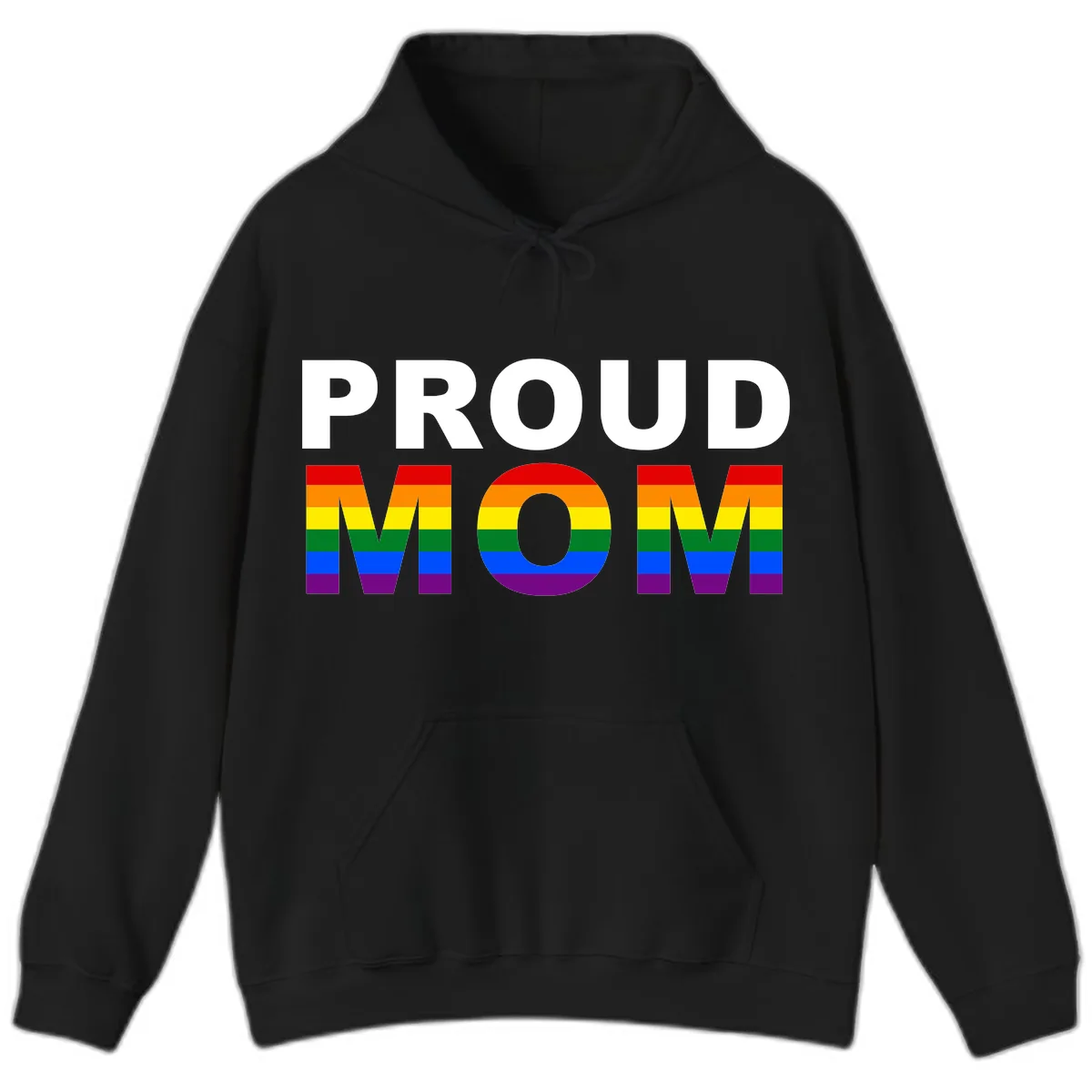 Proud Mom Pride Flag Hoodie in Black