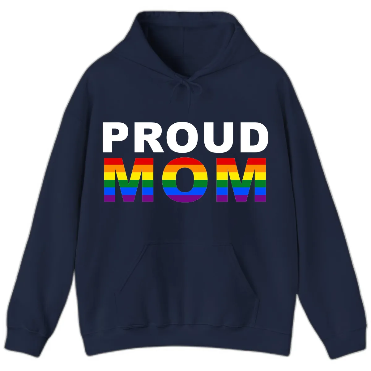 Proud Mom Pride Flag Hoodie in Navy