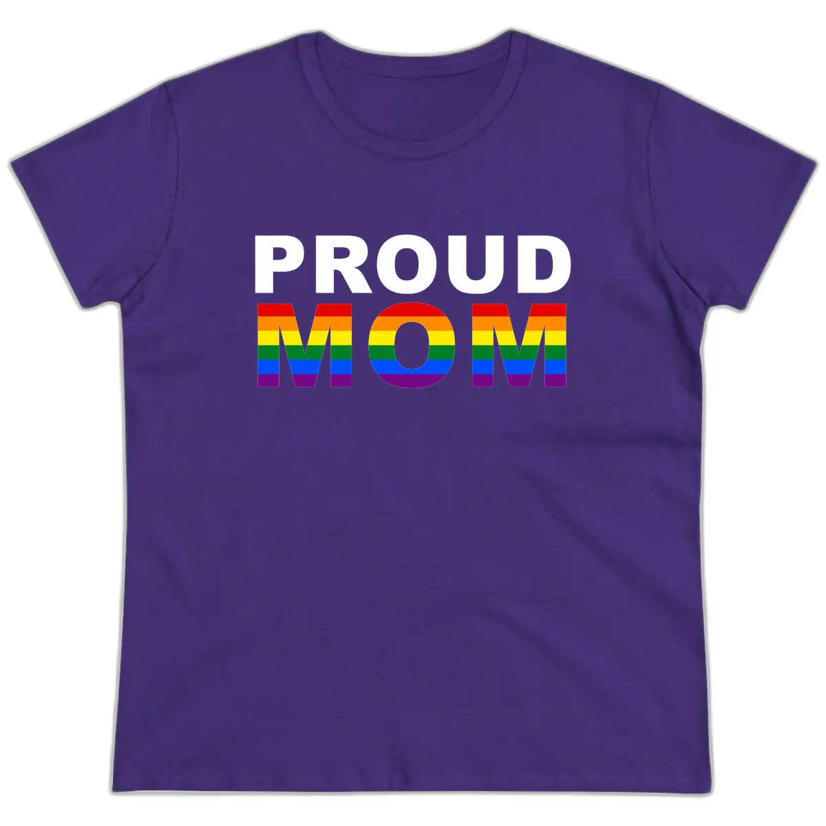 Proud Mom Pride Flag Ladies Tee in Purple