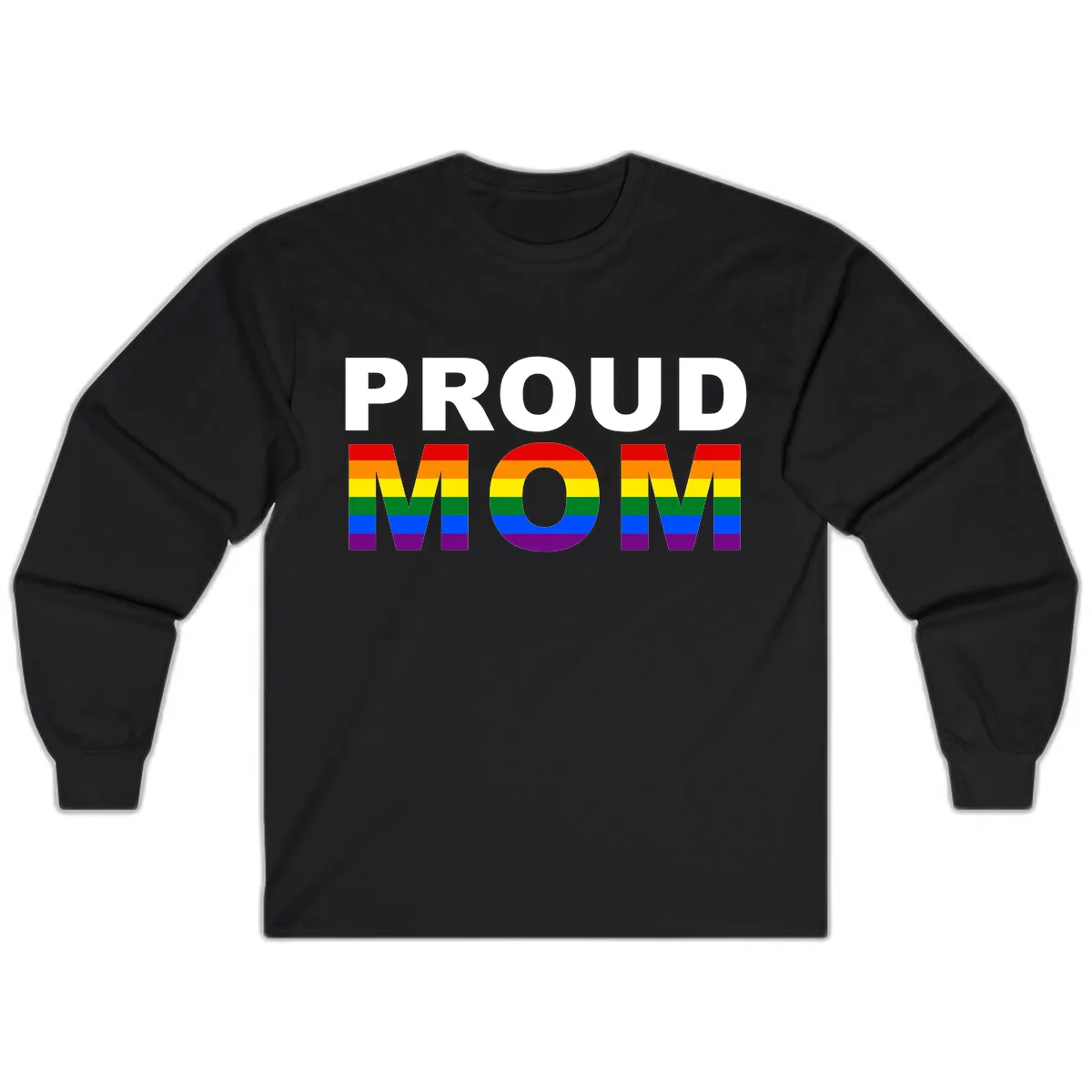 Proud Mom Pride Flag Long Sleeve in Black
