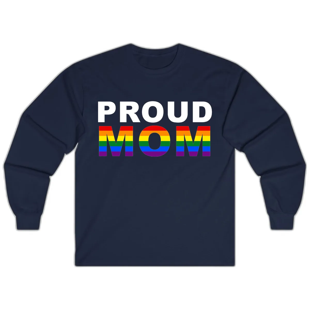 Proud Mom Pride Flag Long Sleeve in Navy