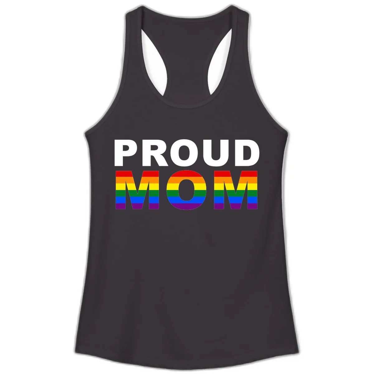Proud Mom Pride Flag Ladies Tank in Black