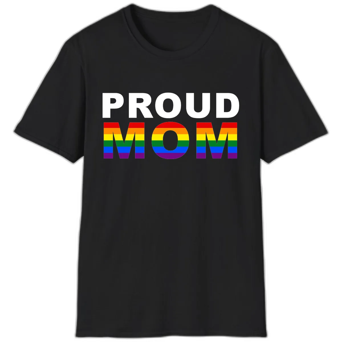 Proud Mom Pride Flag T-Shirt in Black