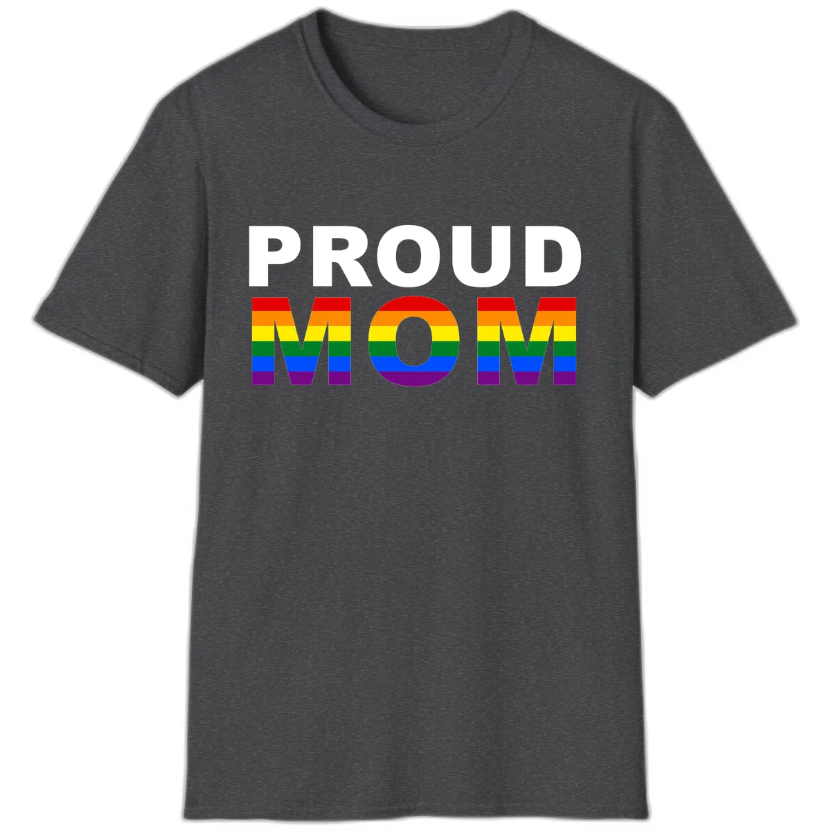 Proud Mom Pride Flag T-Shirt in Dark Heather