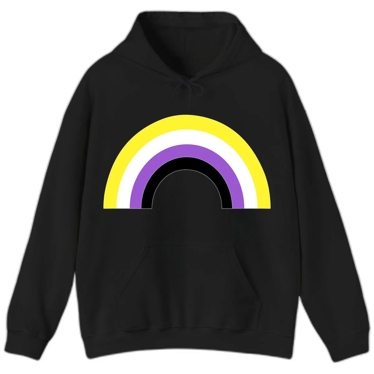 Concentric Rainbow Pride Arc Hoodie in Black