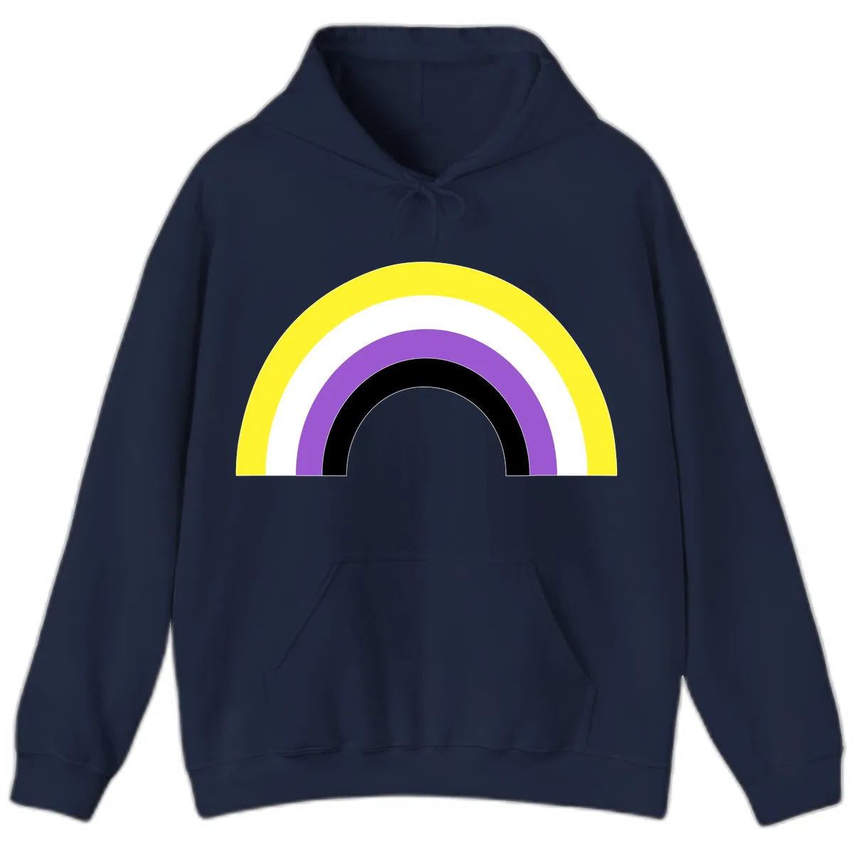 Concentric Rainbow Pride Arc Hoodie in Navy