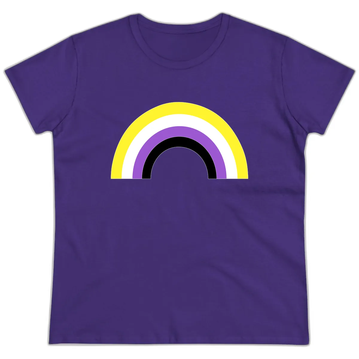 Concentric Rainbow Pride Arc Ladies Tee in Purple