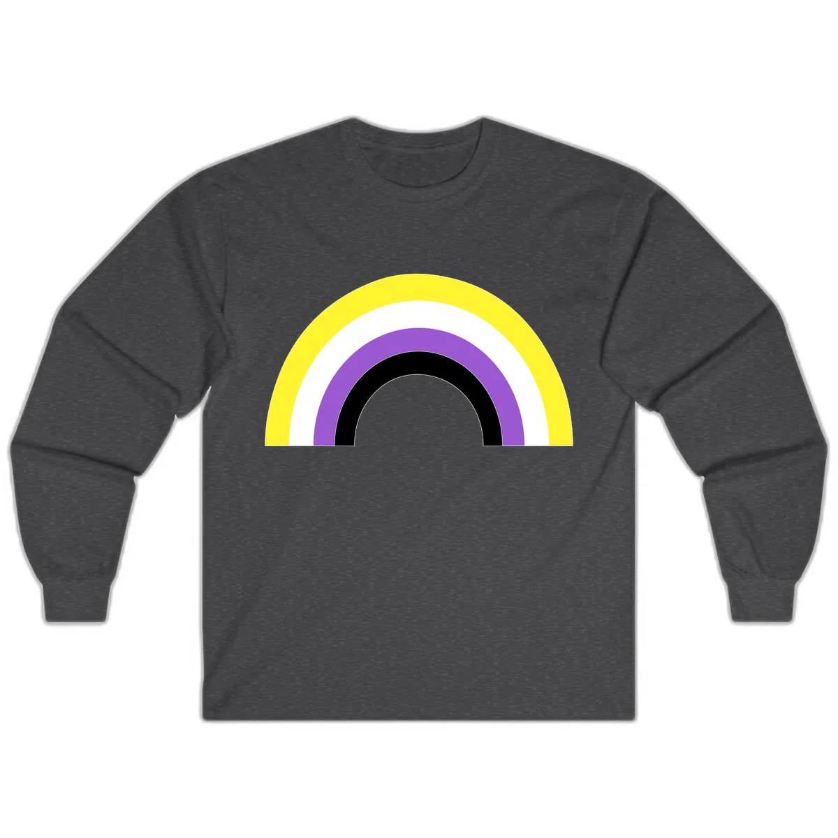 Concentric Rainbow Pride Arc Long Sleeve in Dark Heather