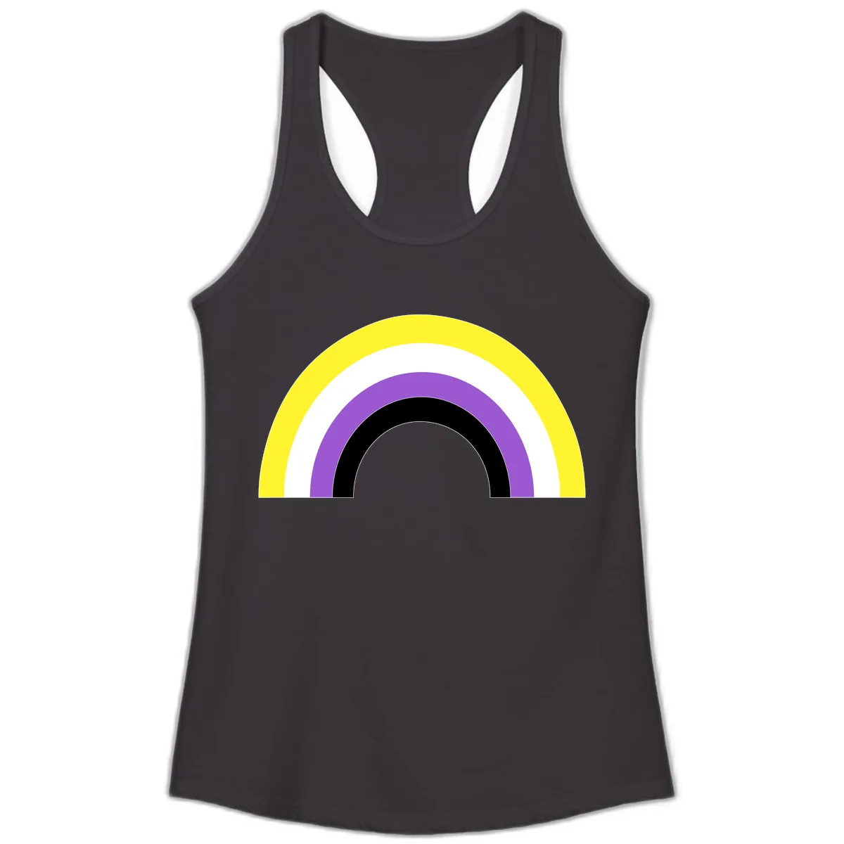 Concentric Rainbow Pride Arc Ladies Tank in Black