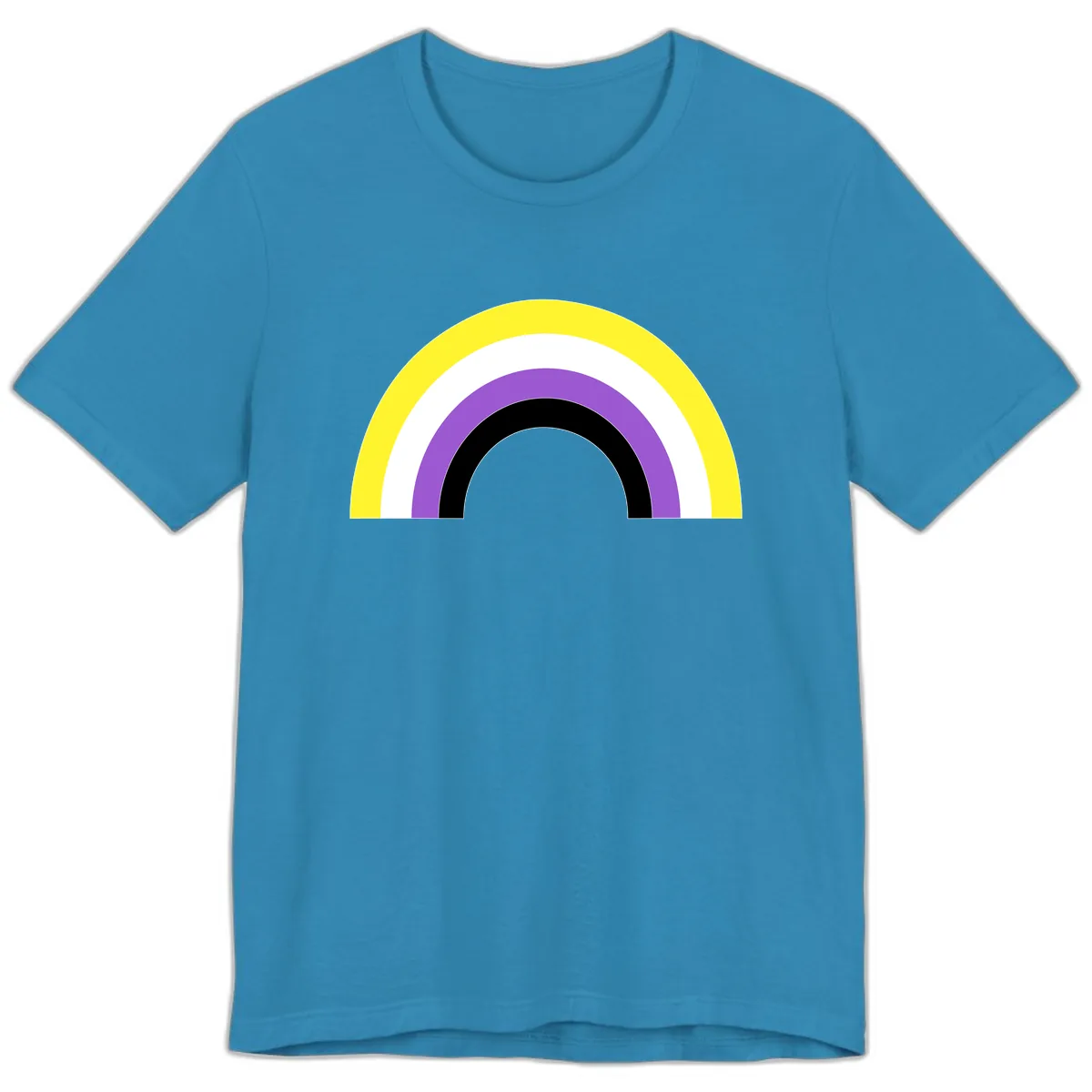 Concentric Rainbow Pride Arc Premium T-Shirt in Aqua