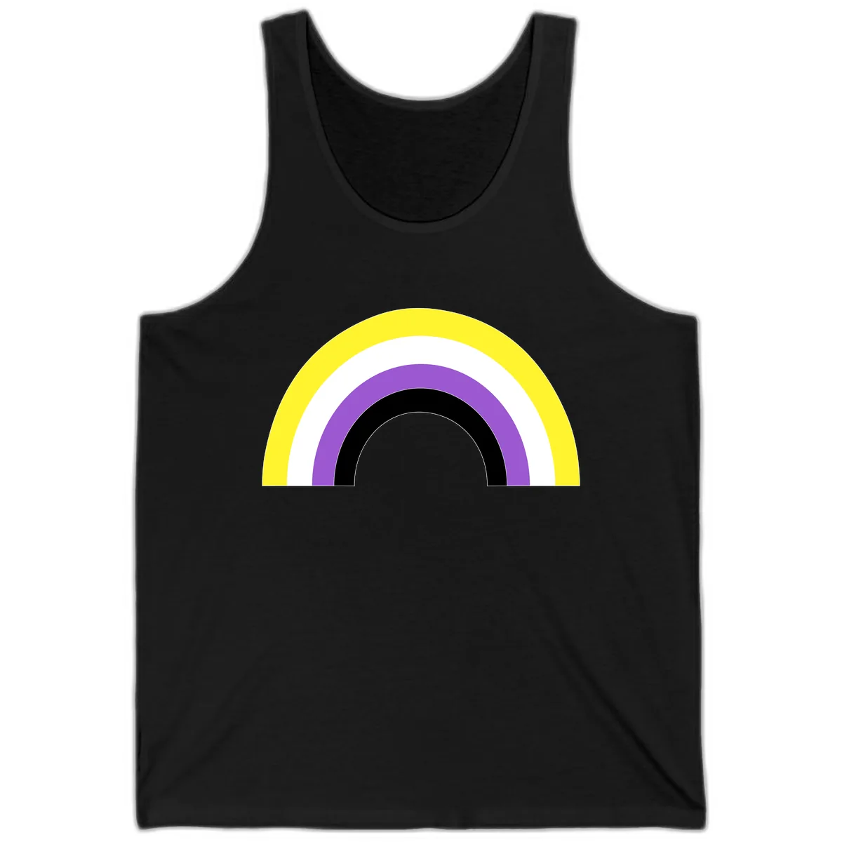 Concentric Rainbow Pride Arc Tank in Black