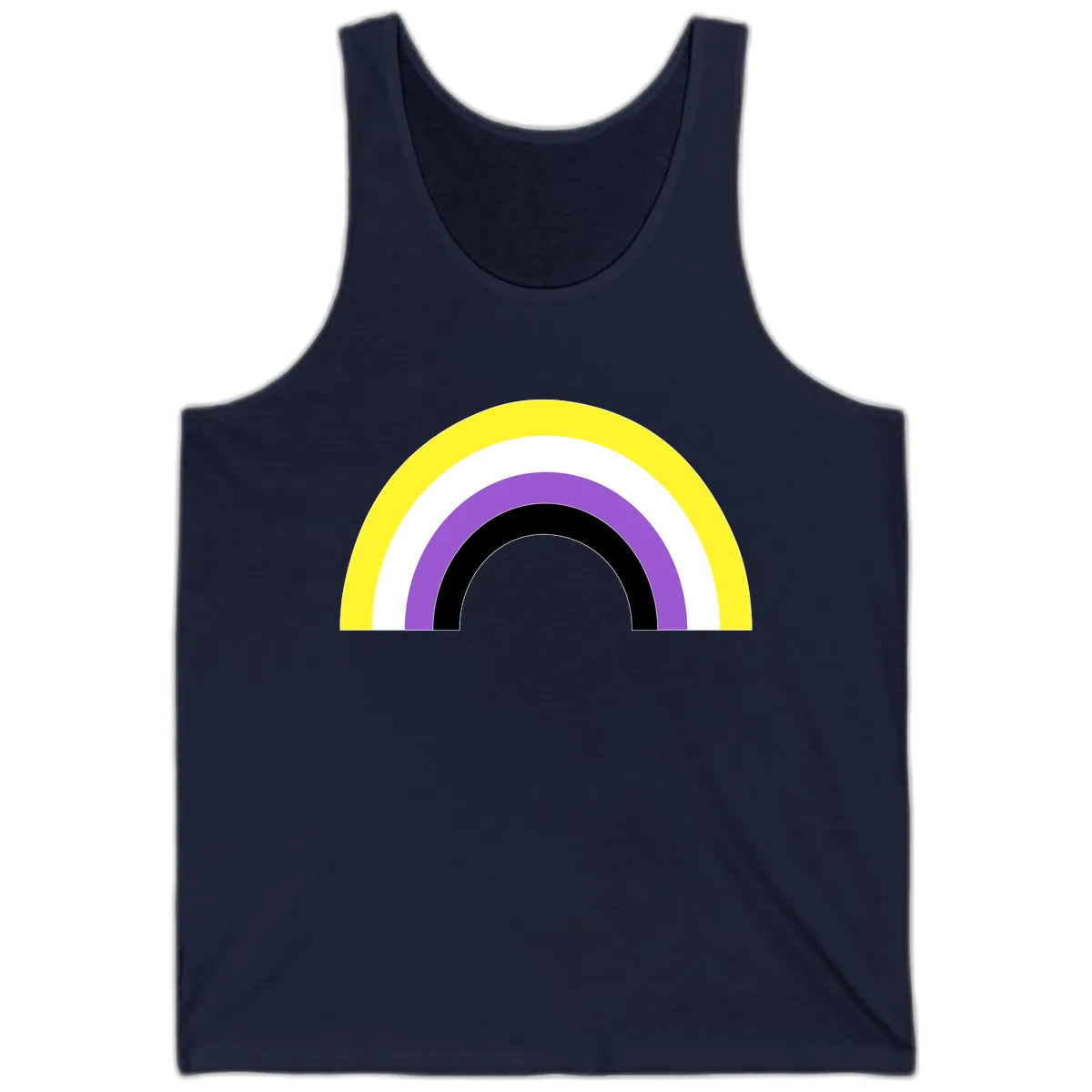 Concentric Rainbow Pride Arc Tank in Navy