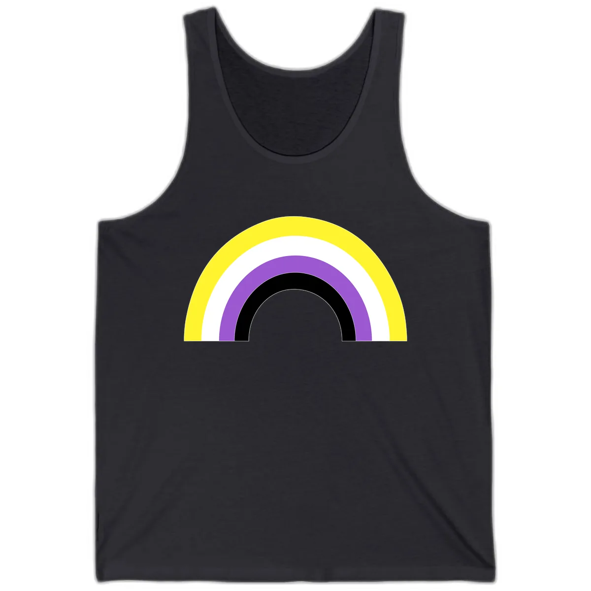 Concentric Rainbow Pride Arc Tank in Dark Grey