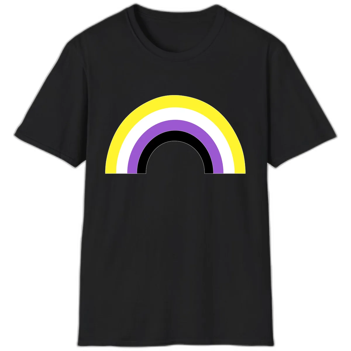 Concentric Rainbow Pride Arc T-Shirt in Black