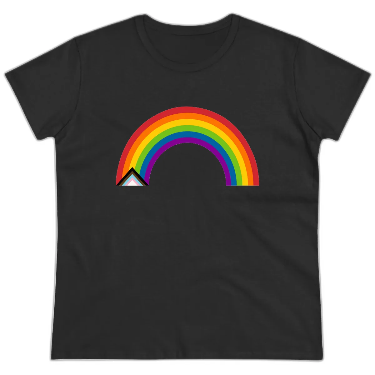Rainbow Pride Arc Ladies Tee in Black