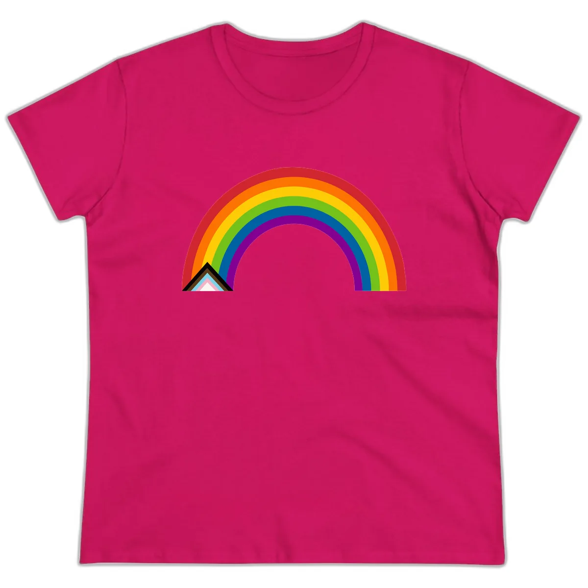 Rainbow Pride Arc Ladies Tee in Heliconia