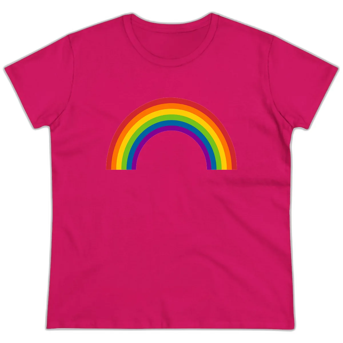 Classic Pride Rainbow Arc Ladies Tee in Heliconia