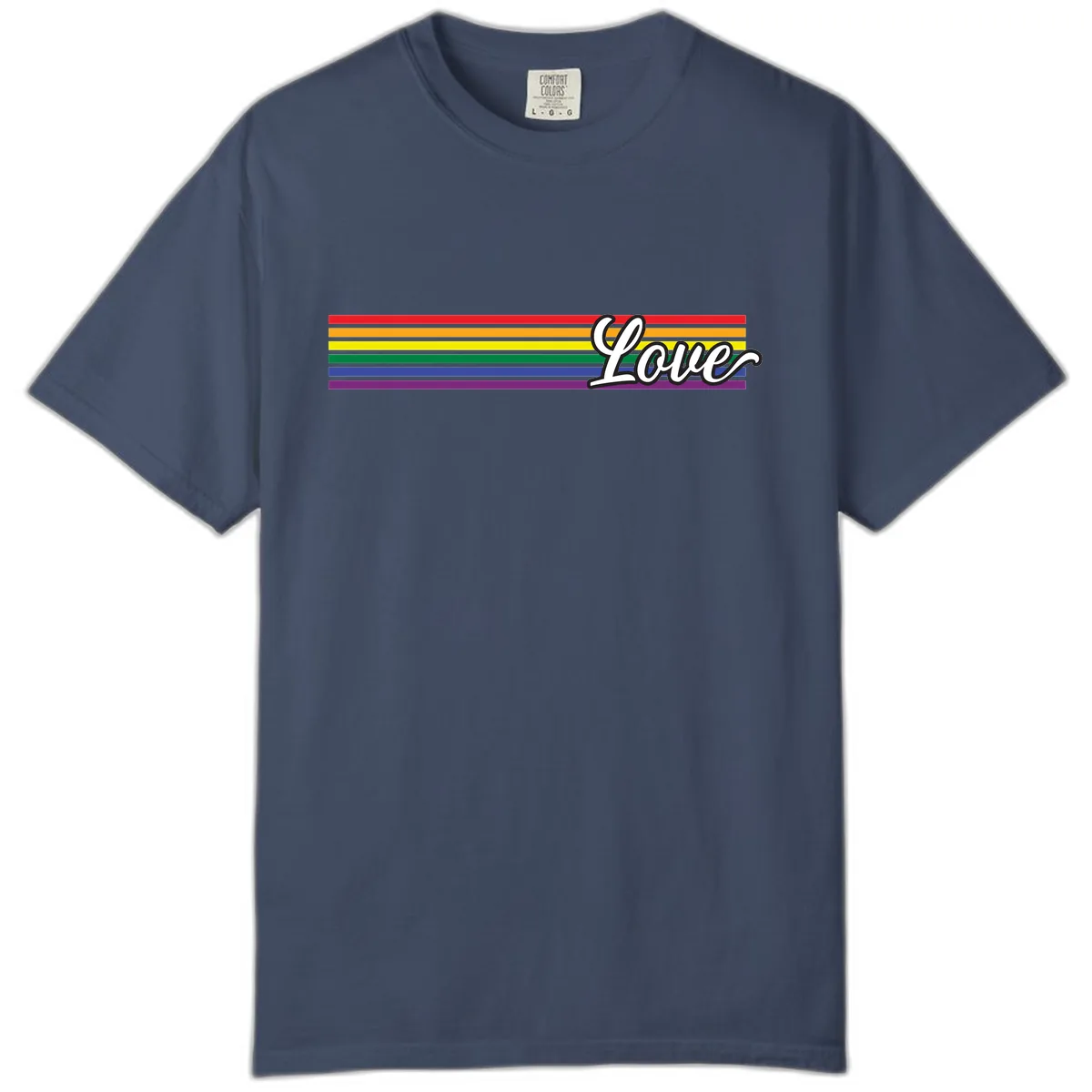 Love Pride Rainbow Stripes Comfort Color in Midnight